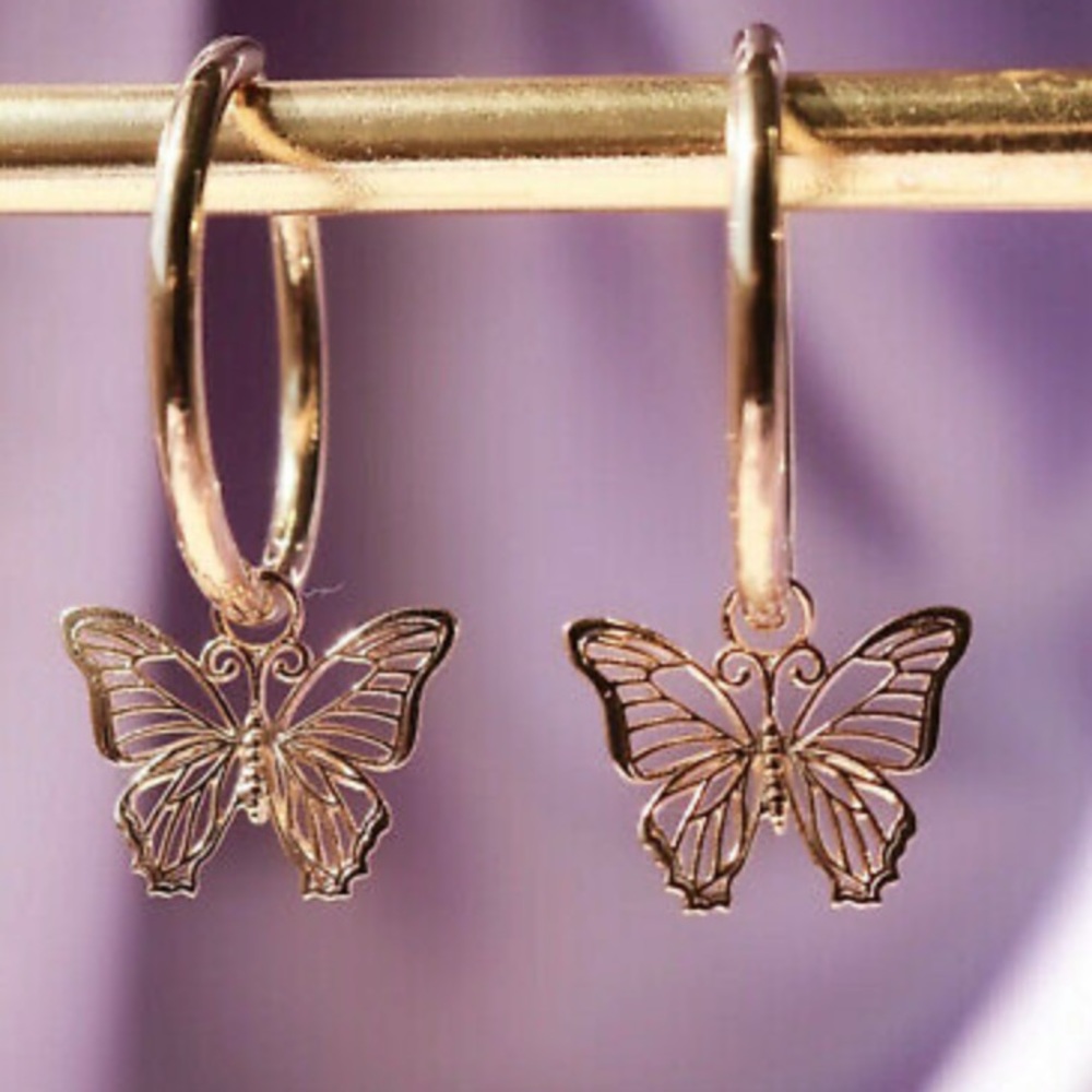 NEW 14k Rose Gold Plated Butterfly 🦋 Earrings